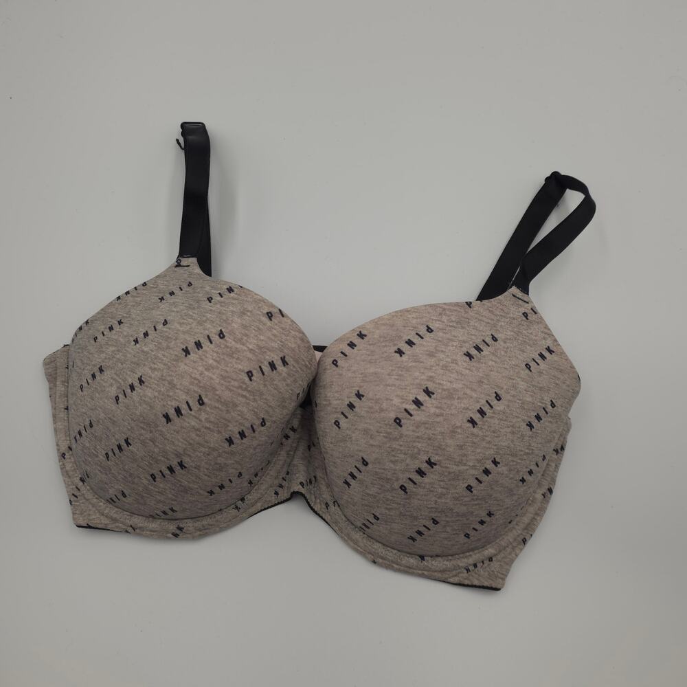Pink Victoria's Secret Wear Everywhere Lightly Lined Bra in Gray Logo Size 34DD